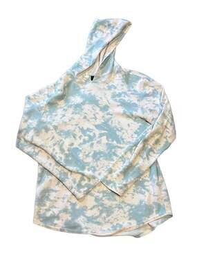 Original Use Men's Medium Blue Tie Dye Waffle Knit Long Sleeve Hooded Shirt
